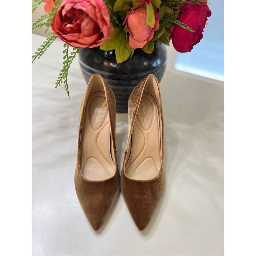 Antonio Melani Women's Suede Pointed Toe Stiletto Heel Slip-on Pumps Tan Size 7 - Picture 2 of 6